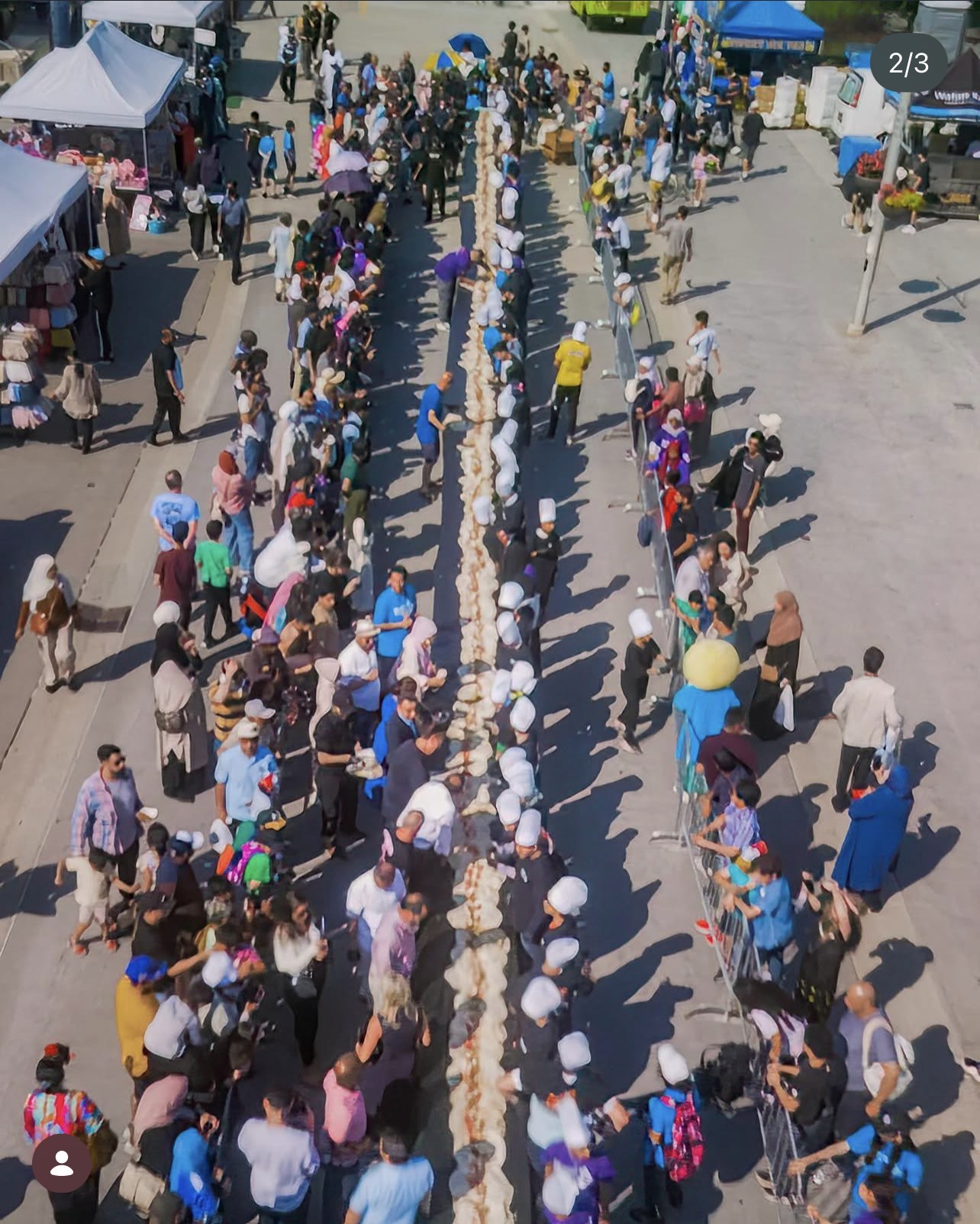 Aerial of the World's Longest Falafel Wrap, Mississauga.
