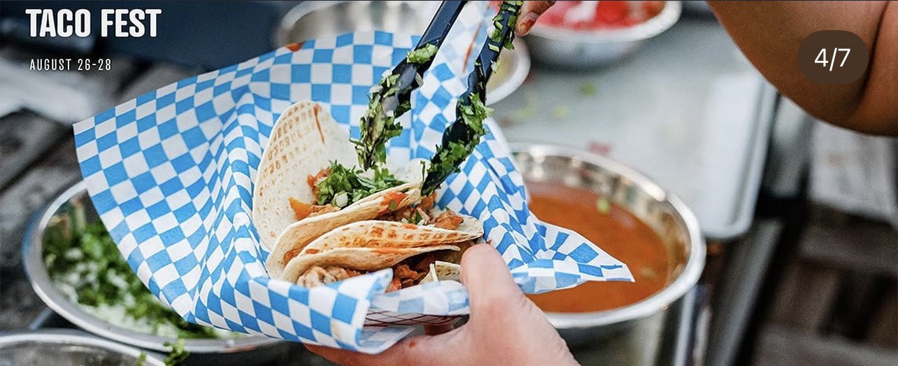 Tacos in checked paper at Taco Fest.